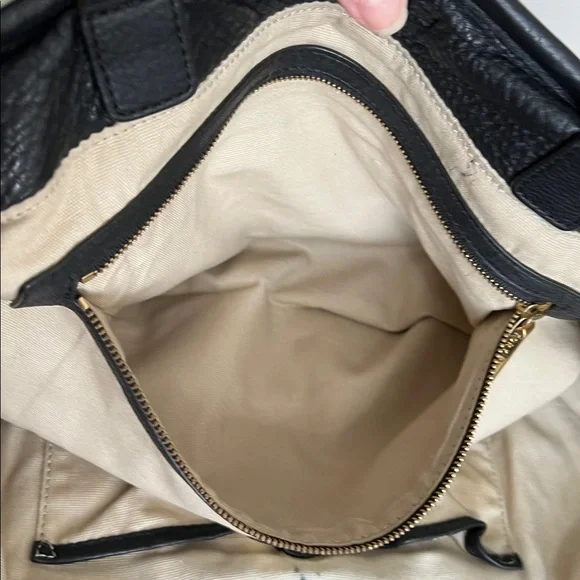 Tory Burch Black Pebbled Leather Maisey Shopper Tote